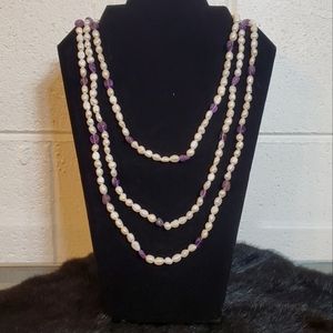 Pearl and amethyst necklace